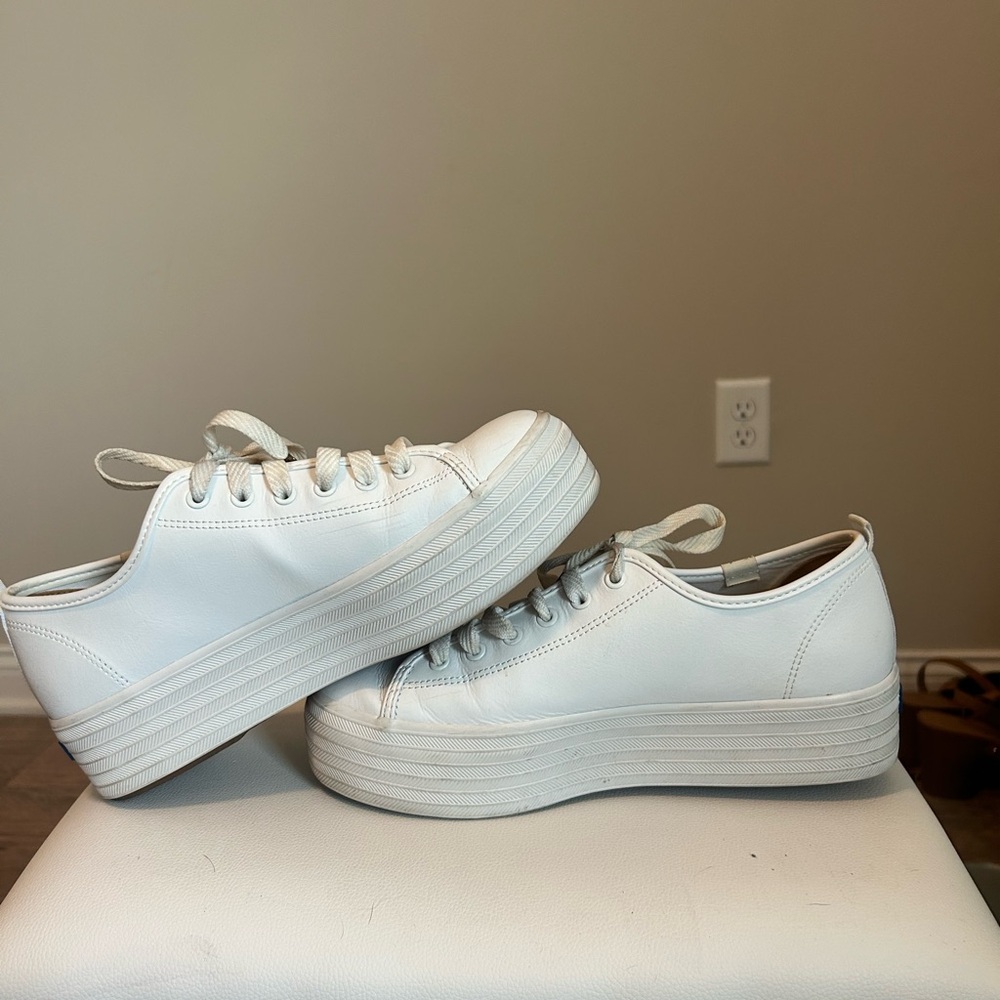 Keds White Platform Lace-Up Sneakers
